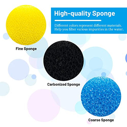 8 Pack Replacement Filter Sponges Compatible with Kulife Aquarium Filters, 2 Coarse Sponge, 4 Carbonized Sponge, 2 Fine Sponge