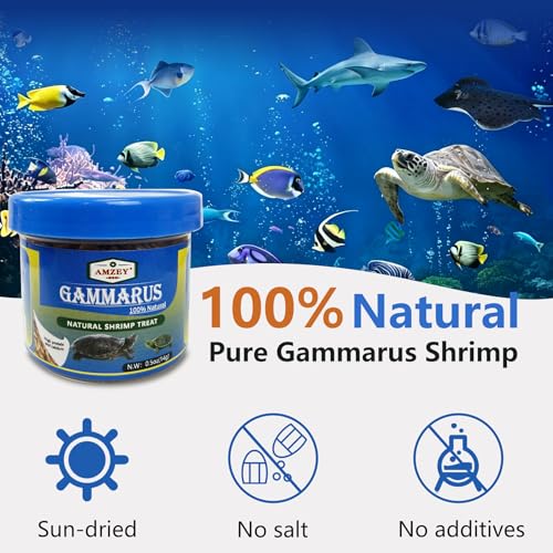 Amzey 0.5oz Sun Dried Baby Shrimp for Turtles - 100% Natural Dried Red Shrimp Fish Food, High Protein Gammarus, Food for All Aquatic Fish, Turtles, Frog, and Newts