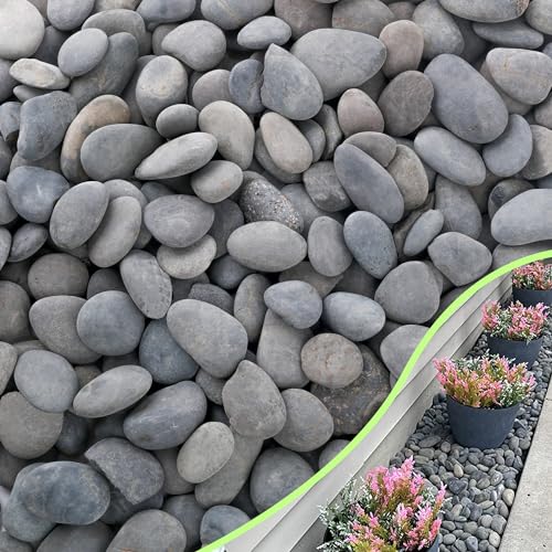 18LB River Rocks,Mexican Beach Pebbles for Plants,Potting,Garden Landscape Stone Paving Stone Grey 1Inch - 2Inch - size: 18LB, style: Large