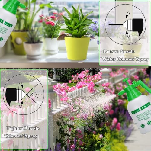 MRPAPA 2 Pack Garden Pressure Sprayer, 1/2 Gallon Handheld Sprayer | Translucent Spray Bottle with Adjustable for Houseplant Watering, Lawn Care, Household Cleaning & Patio Maintenance - color: 2L-Green-2PCS