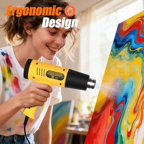 Digital Heat Gun, 900W Adjustable Heat Gun 100-650℃ LCD Display, 4 Nozzles | with LCD display, adjustable 100-650℃ temperature, 6 modes, 7S cool down, ideal for resin crafts, repair & DIY
