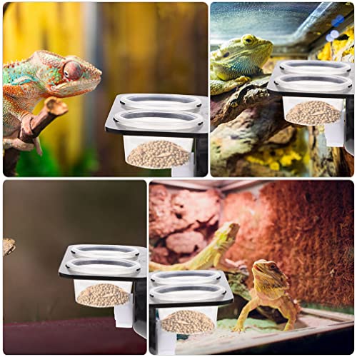 Mipcase Suction Cup Reptile Feeder Reptile Ledge with 20 Cups Double Grid Feeding Food Water Bowl Worm Dish Gecko Feeder Bowl Ledge for Lizard Bearded Dragon 1 Set Gecko Food s