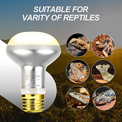 WACOOL 4 Pack Heat Lamp Bulbs for Reptiles, 75W Intense Basking Spot Lights, Simulate Daytime Sunshine Heat Bulbs, UVA Daylight - style: 75W-4pack