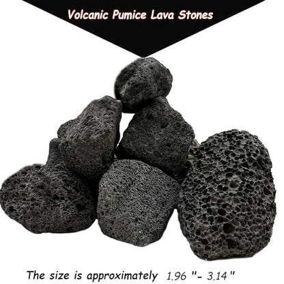 Tfwadmx 10 Pcs Aquarium Black Lava Rock Fish Tank Volcanic Pumice Stones for Betta Fish Shrimp (1.96''-3.14'') - color: Black, size: L:2''-3.2''