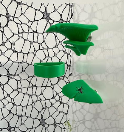 2 Pack Jumping Spider Accessories Mushroom Ledges & 1 Pack Water Bowl with Magnets for Spoods Jumping Spiders Magnetic Ledge Ladder Pet Spider Accessories - color: green
