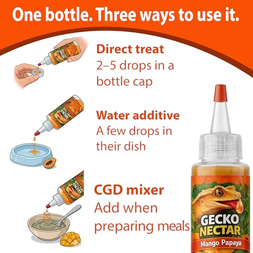 CTWPets Liquid Crested Gecko Treat & Food Topper, Mango Papaya, 2 fl oz | Mango papaya liquid gecko treat for crested, gargoyle and day geckos; use as a water additive, food topper or CGD mixer - size: 2 Fl Oz (Pack of 1)