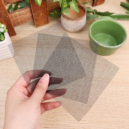 50PCS Flower Pots Hole Mesh Pad Plant Pots Drainage Hole Screens Soil Loss Pots Bottom Grids Mat Mesh