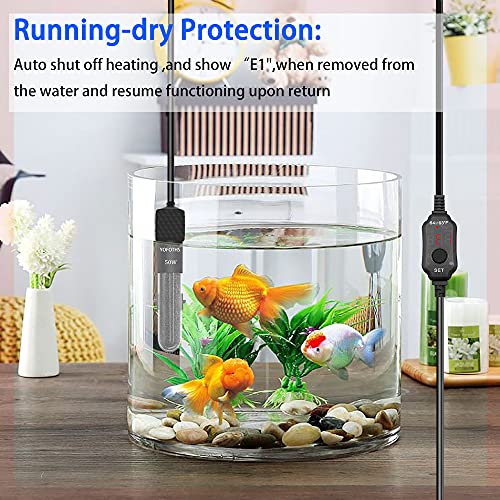 YOFOTHS Adjustable Mini Aquarium Heater, 50W for Tanks 5-10 Gallons | Fish Tank Heater, Digital Display Thermostat, External Temperature Controller - size: 50W