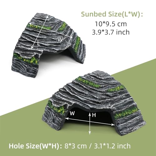 Small Turtle Basking Platform Climbing Ramp Shale Scape Step Ledge, Reptile Cave Hideout Aquarium Tank Accessories Decorations, Great for Reptiles, Amphibians, Leopard Gecko, Frogs - style: Small-4.7 * 4.5 * 2.6