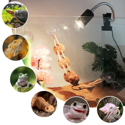 Reptile Tank Accessories, Reptile Heat Lamp with Clamp and 2 Bulb (25W + 50W) , Hermit Crab Heater, Tortoise Habitat Accessories, Turtle Heat Lamp, Reptile Terrarium for Lizard, Hermit Crab, Tortoise