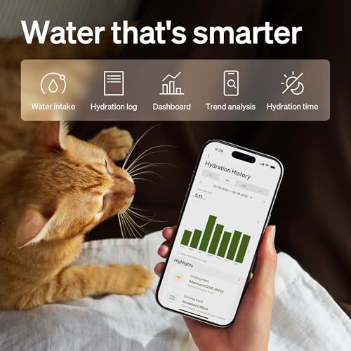 PETLIBRO Cat Water Fountain Stainless Steel Tray, Cordless Cat Fountain Battery Operated, 3L/101oz Pet Water Fountain App Monitoring, Quiet Cat fountains for drinking, Easy Clean 5G WiFi Cat Dispenser - color: Black, size: Fountain