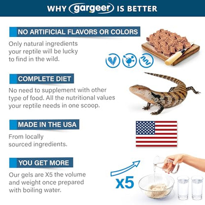 Gargeer 3oz Blue Tongue Skink Complete Gel Diet. Made in USA | Trigger their hunting instinct! A gourmet, filler-free gel that wins over picky skinks. 3oz powder makes 1lb of fresh food. - size: 3 Ounce (Pack of 1)