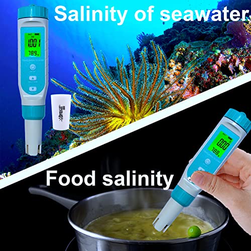 7 in 1 Water Quality Tester Pen Meter for Pools, Drinking Water Aquariums hydroponic Cooking Tester Measure Water by 7 parameters: PH/TDS/EC/ORP/S.G/Water Salinity/Temp - style: 7 in 1 PH/TDS/EC/ORP/S.G/Water Salinity/Temp