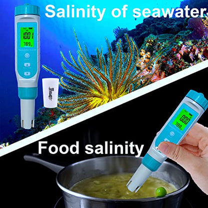 7 in 1 Water Quality Tester Pen Meter for Pools, Drinking Water Aquariums hydroponic Cooking Tester Measure Water by 7 parameters: PH/TDS/EC/ORP/S.G/Water Salinity/Temp - style: 7 in 1 PH/TDS/EC/ORP/S.G/Water Salinity/Temp
