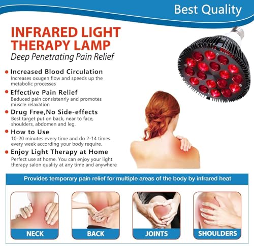 Infrared Lamp Bulb 660nm Red and 850nm Near Infrared Bulb Accessory for ET350 Infrared Light Device ETPAR38 (Black) - size: 9 LED Red Light & 9 Infrared Light (Black)