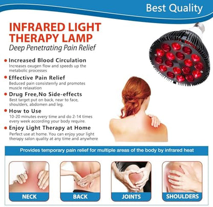 Infrared Lamp Bulb 660nm Red and 850nm Near Infrared Bulb Accessory for ET350 Infrared Light Device ETPAR38 (Black) - size: 9 LED Red Light & 9 Infrared Light (Black)