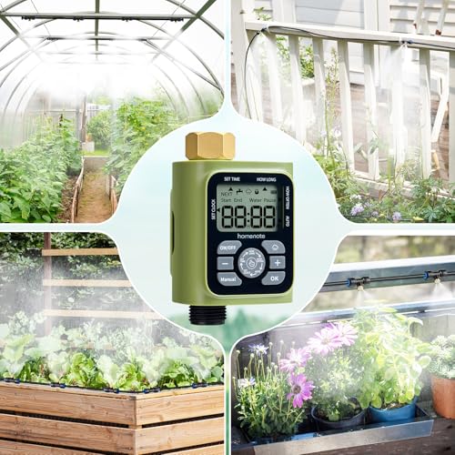 HOMENOTE Misting Cooling System with Timer, 26FT Misting Hose | 7 Brass Nozzles, 3/4" Brass Adapter, Water Timer with Mist Mode & Irrigation Mode, For Patio Cooling and Garden Watering - size: 26FT / 8M