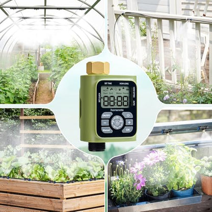 HOMENOTE Misting Cooling System with Timer, 26FT Misting Hose | 7 Brass Nozzles, 3/4" Brass Adapter, Water Timer with Mist Mode & Irrigation Mode, For Patio Cooling and Garden Watering - size: 26FT / 8M