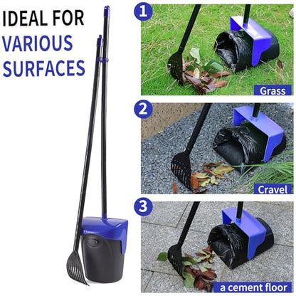 ienjoyed 43" Tall Pooper Scooper Large Swivel Bin & Rake with 100 Waste Bags,Heavy Duty Dog Pooper Scooper for Dogs, Long Handle Poop Scooper with Lid for Yard, Grass, Gravel (Blue) - color: Blue（43“ Tall）