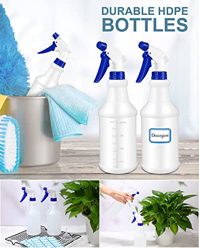 Eccliy 20 Pack 16oz Empty Spray Bottles, Leakproof Cleaning Bottles with Measurement and Adjustable Nozzle for Housekeeping, Commercial Use(Cylinder,Blue Spray Head) - color: Blue Spray Head, style: Cylinder