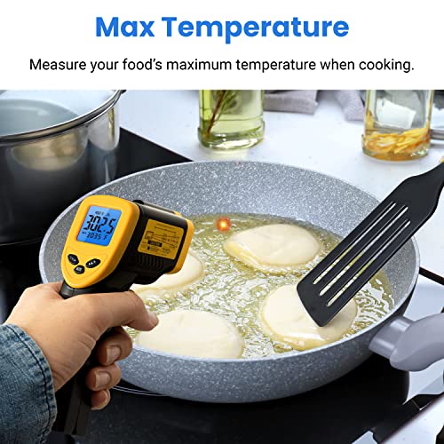 Etekcity Infrared Thermometer Laser Temperature Gun, -58°F~1130°F | Cooking, Pizza Oven, BBQ, Meat, Kitchen, Reptile, HVAC, Adjustable Emissivity, MAX Display, High Temperature - color: Laser Yellow, style: Advanced