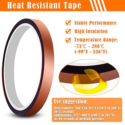 selizo Heat Tape for Heat Press, 6 Packs Heat Transfer Tape Heat Resistant High Temperature Tape for Sublimation on Coffee Mugs, HTV Craft on T-Shirt Fabrics - color: Brown