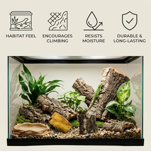 7PCS Cork Bark for Reptiles, Habitat Decoration Set, Reptile Terrarium Climbing Accessories, Five Small and Two Medium Champagne Cork Bark Hide