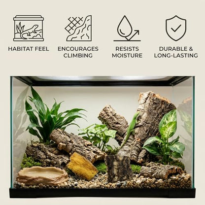 7PCS Cork Bark for Reptiles, Habitat Decoration Set, Reptile Terrarium Climbing Accessories, Five Small and Two Medium Champagne Cork Bark Hide