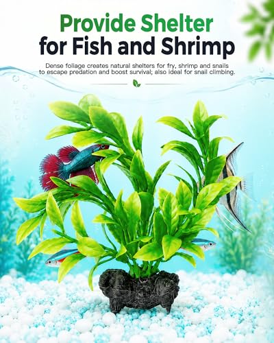Moonorange 3pcs Artificial Silk Aquarium Plants Green Natural Style Aquarium Plants Betta Fish Tank Plants Leaf Hammock