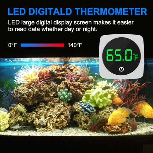 3Pcs Digital Aquarium Thermometer Fish Tank Digital LED Display Temperature ℉ Aquarium Temperature Sensor with LED Touch Screen for Aquarium Glass Containers Plant Reptile Turtle Tank - color: 3pcs square-white