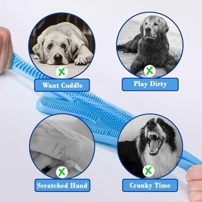 Pet Grooming Gloves Pet Hair Remover Cat, Dog Washing Gloves Silicone Heat Resistant Cleaning Gloves with High-Density Teeth Grooming Gloves for Dogs, Cats, Horses (2 Pairs - Blue & Gray) - color: 2 Pairs - Blue & Gray