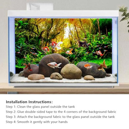 YongFoto Fish Tank Background 30x12 inch Aquarium Background River Bed Waterweeds Moss Lake Aquatic Plant Undersea Tree Branch Backdrop Reptile Habitat Terrarium Background - color: Green-1, size: 30x12in/75x30cm