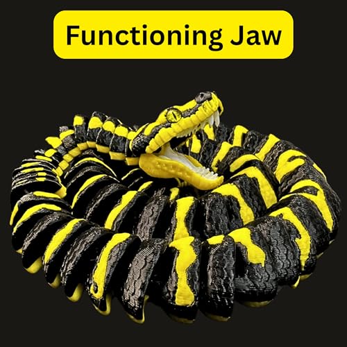 3D Printed Jungle Carpet Python - Articulating 3D Printed Snake - Jaw Opens - Eye Color Varies (29" Long)