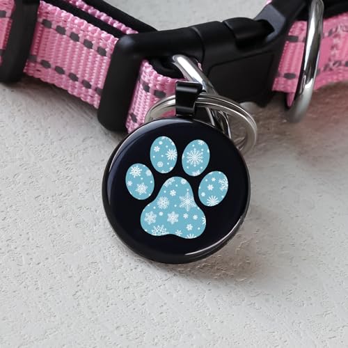 MYLUCKYTAG QR Code Pet ID | Personalized Dog & Cat Collar Tag | Online Profile with Instant Scanned Location Alert Email - style: Blue Snow Paw