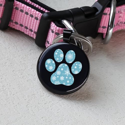 MYLUCKYTAG QR Code Pet ID | Personalized Dog & Cat Collar Tag | Online Profile with Instant Scanned Location Alert Email - style: Blue Snow Paw