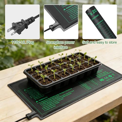 Seedling Heat Mat 4 Pack Dual Certified by MET and UL Plant Heating Mat Pad with Power Failure Protection Thermostatic Waterproof Suitable for Seedlings