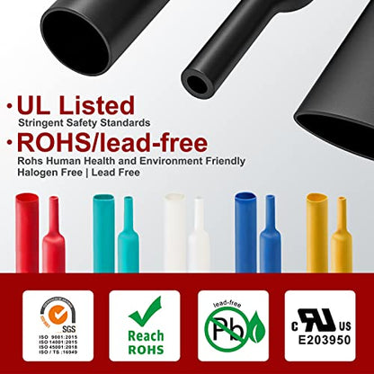 Chanzon 2:1 Ratio 5/32" (4mm) Heat Shrink Tubing 8Ft Roll Black | Polyolefin Sleeving 2.5M Roll, for Automotive Wire Repair, Marine, RC Hobby & Electronic Insulation, 1pcs - color: Black, size: 4mm (5/32") - 8FT