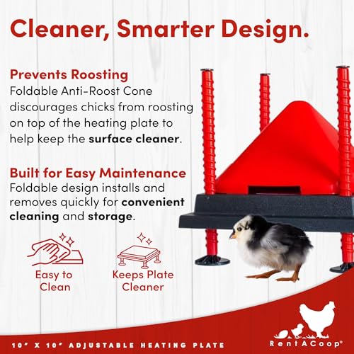 RentACoop 10x10” Heating Plate with Hard Anti-Roost Cone Set