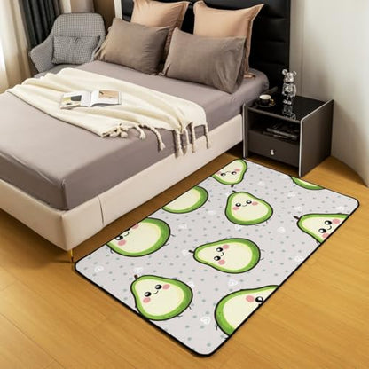 Erosebridal Avocado Area Rug for Kids Boys Girls Green Kawaii Yellow Avocado Area Runner Rug 3x5 Cartoon Avocado Accent Rug Set Fruits Food Area Rugs Machine Wash Dry - color: Multi 16, size: 3'x5'