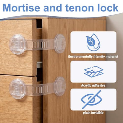 3-Pack Transparent Sliding Glass Door Lock, Adhesive Safety Lock Without Drilling, Suitable for Transparent Reptile enclosures