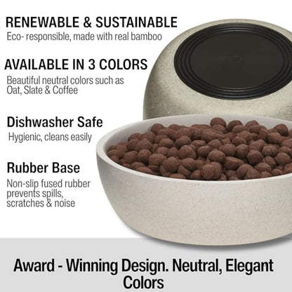 Loving Pets - Dolce Bamboo - Eco-Friendly Pet Bowls & Dishes for Dog, Cats, Puppy Food and Water Bowl -Sustainable and Dishwasher Safe, Made with Real Bamboo (Large, Oat-Beige) - color: Oat Beige, size: Large Bowl