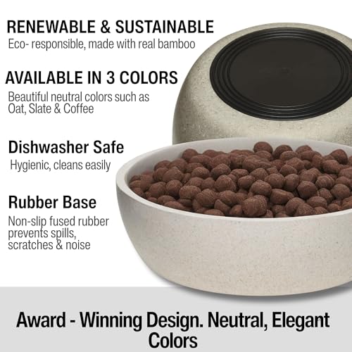 Loving Pets - Dolce Bamboo - Eco-Friendly Pet Bowls & Dishes for Dog, Cats, Puppy Food and Water Bowl -Sustainable and Dishwasher Safe, Made with Real Bamboo (Medium, Oat-Beige) - color: Oat Beige, size: Medium Bowl