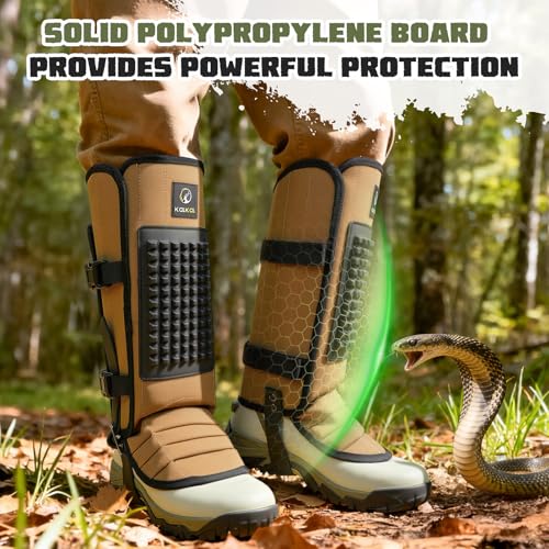 Snake Gaiters, 1200D Waterproof Snake Chaps Snake Gaiters for Men Women, Adjustable Snake Bite Protection Snake Guards for Legs Men, Snake Proof Gaiters for Hiking Hunting - color: Khaki