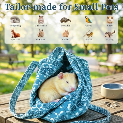 Guinea Pig & Bearded Dragon Carrier, 2-in-1 Guinea Pig Backpack and Sling, Soft Coral Fleece Bonding Pouch, Portable Travel Carrier Bag for Small Pets, Blue