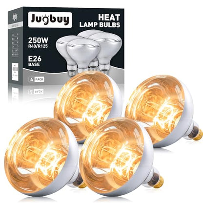 Heat Lamp Bulb, 250 Watt Heating Light Bulbs for Bathroom Ceiling, Shower, Food, Plants - 4 Pack - size: 4 Pack
