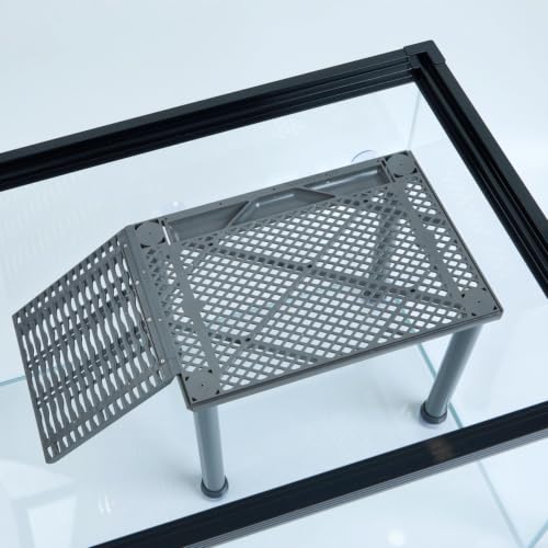 Large Standing Turtle Basking Platform with Ramp, Food Tray, Upgraded | Dock for Large or Multiple Turtles, Non-Slip Ramp, Adjustable Height, for 65+ Gallon Aquariums (Fits Tanks Over 14+ In Wide) - size: 12.72 × 8.74 inch