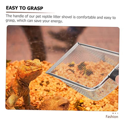 Abaodam 2Pcs Reptile Litter Shovel Fine Mesh Scoop for Easy Cleaning of Tortoise Lizard Gecko Habitats Durable Reusable Waste Cleaner Tool