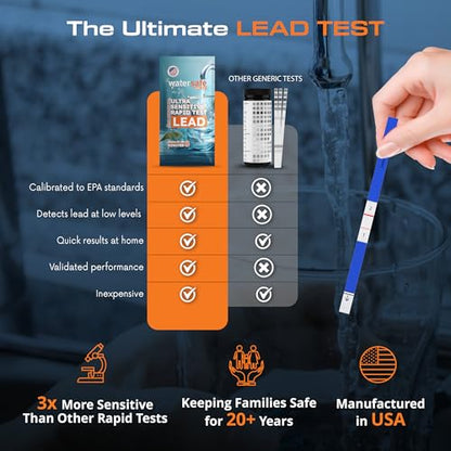 Watersafe® Lead in Drinking Water Test Kit – EPA-Compliant & Lab-Verified 8-Minute Detection Below 5 PPB – Easy & Accurate DIY Home Testing for Tap & Well Water - 2 Pack