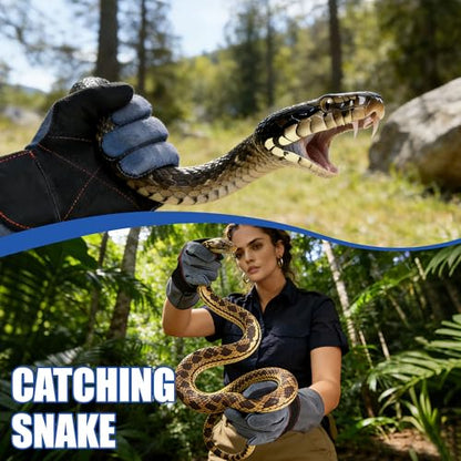 IC ICLOVER Animal Handling Gloves, Snake Bite Proof Gloves, Double Leather | Cat, Dog Training, Bird, Falconry, Snake Reptile Handling, Animal Control, Reinforced Palm Padded, Anti Bite Scratch Gloves - color: M -14inch