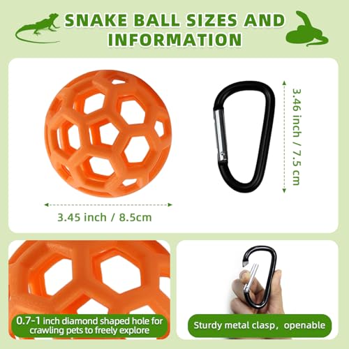 Slim Snake Climbing Ball, Snake Enrichment Snakes Balls with Hooks (Green) | Reptile Climbing Accessories, Feeding Ball, Must Not Deform, Jungle Gym Ball for Small Ball Python Playground Climbing Toys - color: Orange